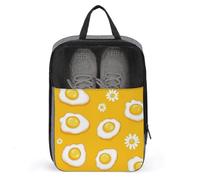 Fried Eggs with White Daisy Flowers Shoe Bag for Travel Daily Use Anti-dust Storage Carrier Golf Shoe Pouch