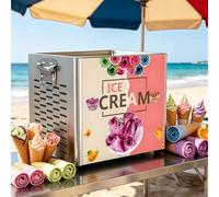 Fried Ice Cream Roll Machine, Stainless Steel Pan with 2 Scrapers, Make Delicious Ice Cream Rolls at Home, Easy Cleaning