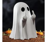 Friedlich Halloween Ghost Figurine - 2024 Spooky Resin Middle Finger Ghost Statue, Cute Ghost Decor for Halloween Decorations, Porch and Indoor Spooky Home Decor (A)