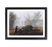 Friedrich Caspar David A Walk at Dusk Classic Painting Framed Print | A2 Black Framed Wall Art | Ready to Hang | Classic Historical Picture | Living Room Bedroom Lounge Office
