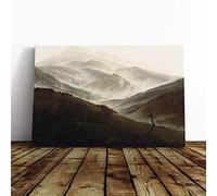 Friedrich Caspar David Mountain Landscape with Mist Canvas Print | Gallery Wrapped 30mm Frame Wall Art | 20x14 inches | Ready to Hang | Modern Landscape Picture | Living Room Bedroom Lounge Office