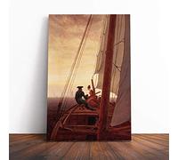 Friedrich Caspar David On a Sailing Ship Canvas Print | Gallery Wrapped 30mm Frame Wall Art | 20x14 inches | Ready to Hang | Modern Seascape Picture | Living Room Bedroom Lounge Office
