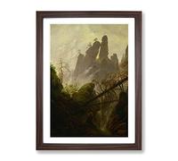 Friedrich Caspar David Rocky Ravine By Caspar David Friedrich Classic Painting Framed Print | A2 Walnut Framed Wall Art | Ready to Hang | Classic Historical Picture | Living Room Bedroom Lounge Office