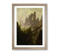 Friedrich Caspar David Rocky Ravine By Caspar David Friedrich Classic Painting Framed Print | A4 Oak Framed Wall Art | Ready to Hang | Classic Historical Picture | Living Room Bedroom Lounge Office