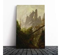 Friedrich Caspar David Rocky Ravine Canvas Print | Gallery Wrapped 30mm Frame Wall Art | 20x14 inches | Ready to Hang | Modern Picture | Living Room Bedroom Lounge Office