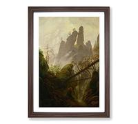 Friedrich Caspar David Rocky Ravine Framed Print | A2 Walnut Framed Wall Art | Ready to Hang | Modern Nature Picture | Living Room Bedroom Lounge Office