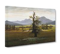 Friedrich Caspar David The Lonely Tree Canvas Print | Gallery Wrapped 30mm Frame Wall Art | 24x16 inches | Ready to Hang | Modern Landscape Picture | Living Room Bedroom Lounge Office