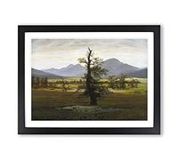 Friedrich Caspar David The Lonely Tree Classic Painting Framed Wall Art Print, Ready to Hang Picture for Living Room Bedroom Home Office Décor, Black A4 (34 x 25 cm)