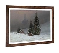Friedrich Caspar David Winter Landscape Framed Wall Art Print A2 Walnut