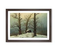 Friedrich Caspar David Winter Scene Framed Wall Art Print A2 Walnut