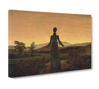 Friedrich Caspar David Woman Before the Rising Sun Canvas Print | Gallery Wrapped 30mm Frame Wall Art | 24x16 inches | Ready to Hang | Classic People Picture | Living Room Bedroom Lounge Office