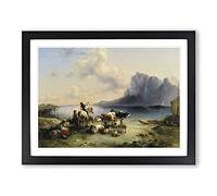 Friedrich Gauermann Animals and Landscape 2 Classic Painting Framed Print | A3 Black Framed Wall Art | Ready to Hang | Classic Historical Picture | Living Room Bedroom Lounge Office
