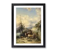 Friedrich Gauermann Animals And Landscape Classic Painting Framed Print | A2 Black Framed Wall Art | Ready to Hang | Classic Historical Picture | Living Room Bedroom Lounge Office