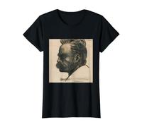 Friedrich Nietzsche ECCE Homo Philosopher Philosophy Thinker Value Graphic T-Shirt, Women, Black, XL