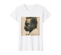 Friedrich Nietzsche ECCE Homo Philosopher Philosophy Thinker Value Graphic T-Shirt, Women, White, L
