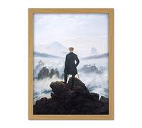 Friedrich Wanderer Above Sea Fog Painting Artwork Framed Wall Art Print 18X24 Inch
