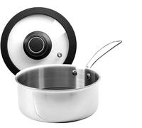 Frieling USA Black Cube Hybrid Stainless/Nonstick Cookware Saucepan with Lid, 8-Inch Diameter, 2.5 Quart