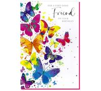 Friend Birthday Card - Butterfly Ladies Female Womens - Size: 7.5" x 5.25" (C)