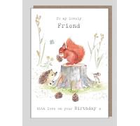 Friend Birthday Card Cute Squirrel - Illustrated Greeting Card Made in UK