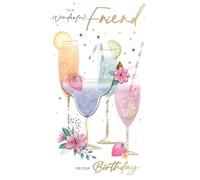 Friend Birthday Card Embellished Cocktail Drinks Champagne Greeting Card