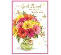 Friend Birthday Card - Flowers Ladies Adult Female Her - Size: 7.5" x 5.25" (Fr-A)
