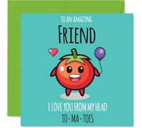 Friend Birthday Card - From My Head TO-MA-TOES - Happy Birthday Card for Friend from Best Friends Bestie, 145mm cute tomato Bday Greeting Cards