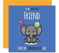 Friend Birthday Card - Have An Elephantastic Day - Happy Birthday Card for Friend from Best Friends Bestie, 145mm cute elephant Bday Greeting Cards