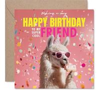 Friend Birthday Card - Llam-azing Cake - Happy Birthday Card for Friend from Best Friends Bestie, 145mm funny llama Bday Greeting Cards