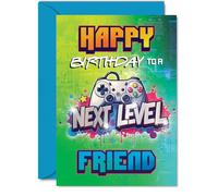 Friend Birthday Card - Next Level - Happy Birthday Card for Friend from Best Friends Bestie, A5 Gamer Bday Greeting Cards