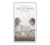 Friend Birthday Card - Special Friend - Contemporary Photographic Design - Hearts and Stars - Special Finish and Illustrated Insert Leaf - Made in the UK - Eco-Friendly