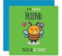 Friend Birthday Card - Youre The Bees Knees! - Happy Birthday Card for Friend from Best Friends Bestie, 145mm cute bee Bday Greeting Cards