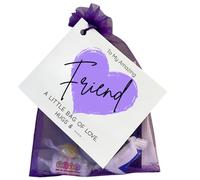 Friend Gift and Card | Little Bag of Love & Hugs - Sweet & Sentimental Keepsake Items Included (Purple)