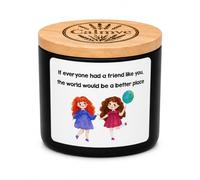 Friend Gift Candle - “If Everyone Had a Friend Like You, the World Would Be a Better Place” Scented Candle, 8 oz Black Tin with Wooden Lid, Friendship Appreciation Gift for Best Friend