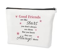 Friend Gifts for Women,Birthday Friendship Graduation Inspirational Thoughtful Best Positive Motivational Practical Creative Special Christmas Valentine Good Friends are Like Stars Gifts,Makeup Bag