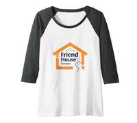 Friend House ToodEn Welcoming Community Logo Raglan Baseball Tee, Women, Dark Heather/White, L