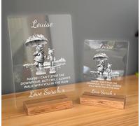 Friend I'm Here For You Gift - Thinking of You, Sympathy, Support Present Solid Oak Stand and a Winnie the Pooh Art & Quote (A6-105x148mm (4.1 x 5.8 inch), With Oak Stand)