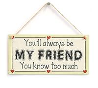 Friend Knows Too Much Hanging Sign, Friendship Decor