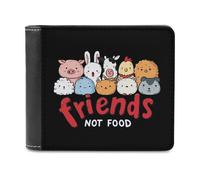 Friend Not Food Vegan Life Slim Men's Wallets Soft Front Pocket Bifold Wallet with ID Credit Card Holder