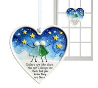Friend Ornaments for Women - Heart-Shape Acrylic Friendship Ornament for Sisters | Cute Keepsake Timeless Decorations for Coworker Sisterhood Girls Office Home Door Window Birthday Christmas