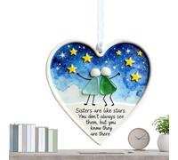 Friend Ornaments for Women - Heart-Shape Acrylic Friendship Ornament for Sisters - Cute Keepsake Timeless Decorations for Coworker Sisterhood Girls Office Home Door Window Birthday Christmas