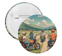 Friend Riding A Motorcycle Badge Metal Round Pins, Lightweight Brooch for Backpack, Fashion Button Pins Badge for Shirts, Jackets, Shawl Coat, Unisex, 12PCS, Tinplate, metal round pins