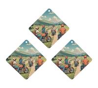 Friend Riding A Motorcycle Car Air Freshener, 3 Pcs Rhombus Hanging Air Freshener Cards, Long Lasting Fragrance Scented Cards for Car, Home, Office Black-style