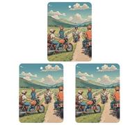 Friend Riding A Motorcycle Car Air Freshener, 3 Pcs Square Hanging Air Freshener Cards, Long Lasting Fragrance Scented Cards for Car, Home, Office Gray-style