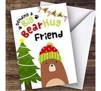 Friend Sending A Big Bear Hug Personalised Christmas Card | Christmas Card | Any Relation Xmas Card