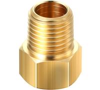 Frienda 1/4 Inch Male NPT x 1/4 Inch Female Inverted Flare Propane Fitting Reducer Brass Female Pipe Adapter Bushing Reducer Threaded Pipe Connector for Fuel Convert(1 Pcs)