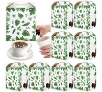 Frienda 10 Pack Coffee Boxes for Catering 96 oz Leaf Pattern Coffee to Go Container Green Disposable Coffee Dispenser Portable Insulated Coffee Box Leaf Themed Coffee Box for Catering Liquid Carrier