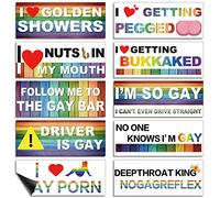 Frienda 10 Pcs Funny Gay LGBT Prank Bumper Stickers, Rustic Playful Style, Magnetic Material, Car & Refrigerator Decals