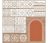 Frienda 15 PCS Mexican Stencil for Arch Talavera Stencils Cielito Lindo Drawing Tool for DIY Vase Crafts Mexican Floral Lace Furniture Wood Wall Canvas Floor Gifts