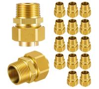 Frienda 16 Pack 1/2'' NPT Brass Pipe Fittings CSST Male NPT Pipe Fitting Male Threaded Hex Nipple Brass Tone Gas Connect Adapter Grill Propane Conversion Connector