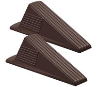 Frienda 2 Pcs Jumbo Door Stoppers Heavy Duty Door Stopper Tall up to 2inch Tall Wedge TPR Large Wedge Stackable Big Rubber Doorstop for Hotel Carpet Hardwood Concrete and Tile (Coffee)